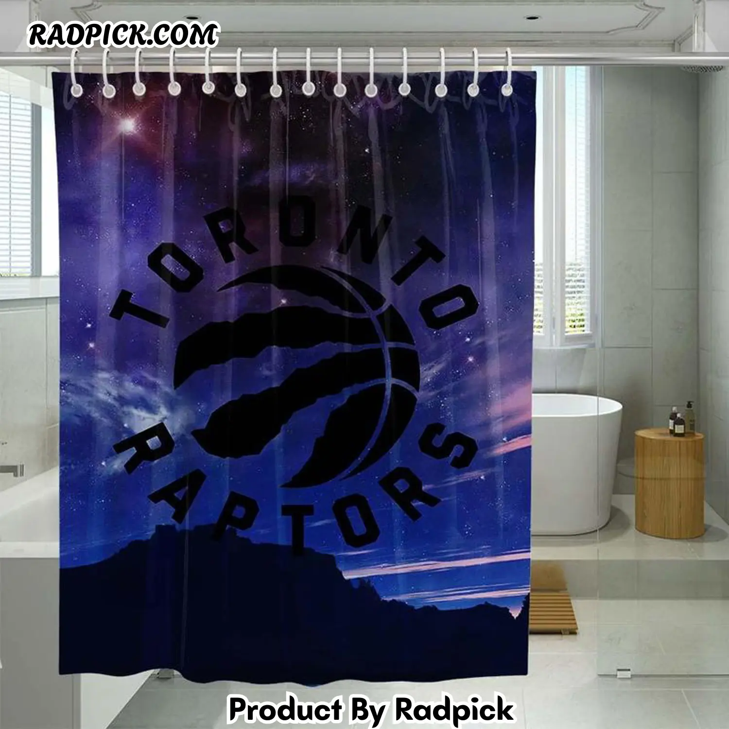 Thunder toronto raptors galaxy shower curtain set for bathroom decor gift for friends rp38775